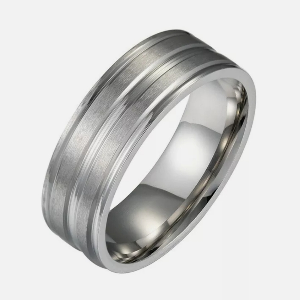 Silver Titanium Stainless Steel Ring 8mm Band Comfort Fit